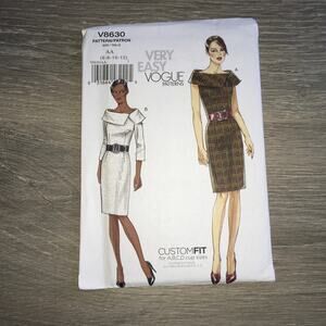 Vogue Sewing Pattern V8630 Reimagined 1960s MCM Corporate Dress 6-12 UNCUT